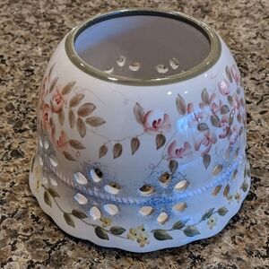 Candle Topper Home Interior 6" Shade Spring Floral Shade Cutouts Ceramic Decor